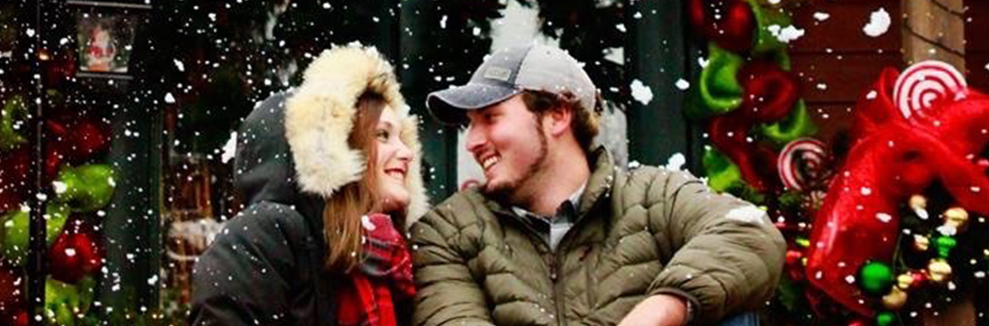 Happy couple in Obion County, TN during Christmas