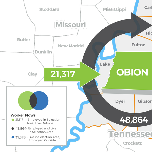 Obion County Area Population Map